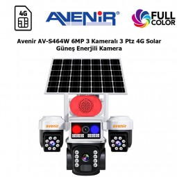 Avenir AV-S464W 6MP 3 Kameralı 3 ptz 4G Solar Güneş Enerjili Kamera